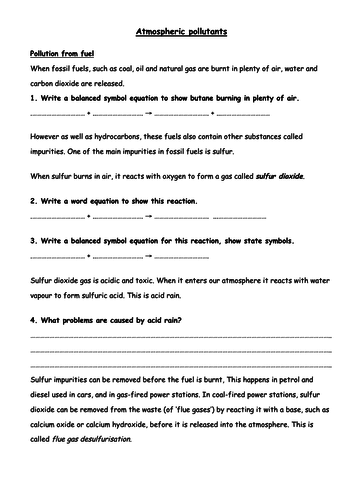 New GCSE AQA (9-1) Chemistry: Chapter 13 The Earth's Atmosphere