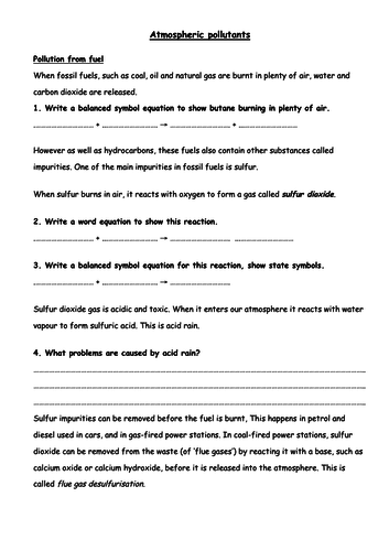 New AQA (9-1) Combined Science Chapter 11 - The Earth's Atmosphere