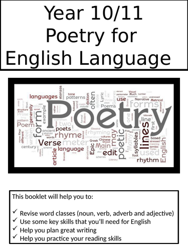 Eduqas Poetry Anthology Workbook for (very) low attaining students