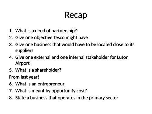 Business planning - AQA business topic 1.6