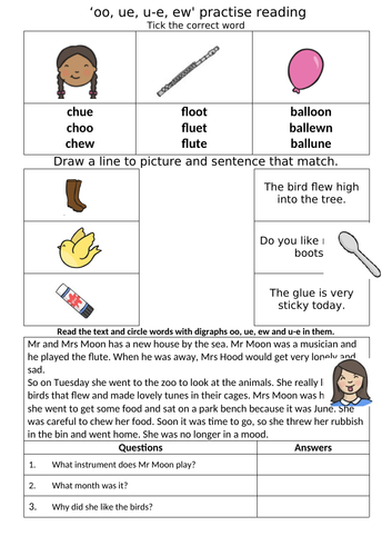 Letters and Sounds - Phase 5 - Alternative 'oo' worksheets