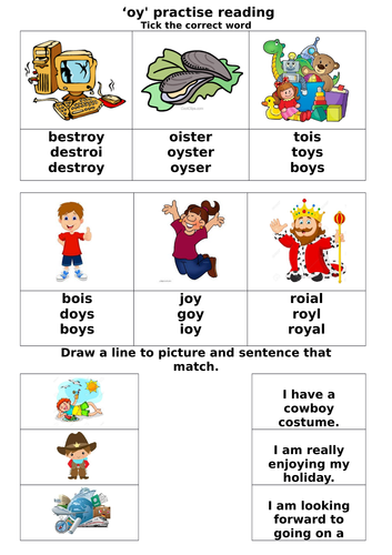 Letters and Sounds - Phase 5 - 'oy' worksheets