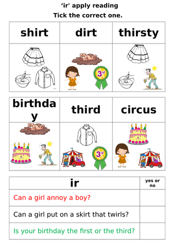 Letters and Sounds - Phase 5 - 'ir' worksheets | Teaching Resources