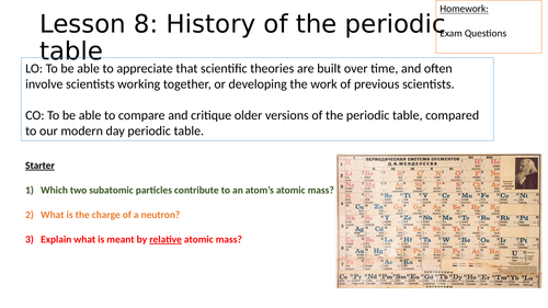 History of the periodic table research lesson