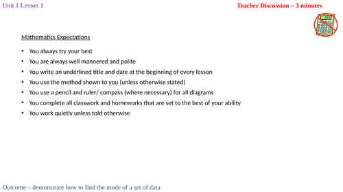 The Mode (Y7 Theta Edexcel 5 Year SOW U1 L1)