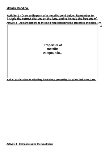 Metallic Bonds and Properties Worksheet