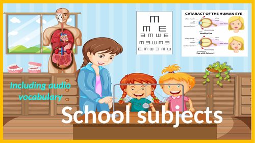 School subjects.  Guessing game with audio vocabulary.  Back to school!