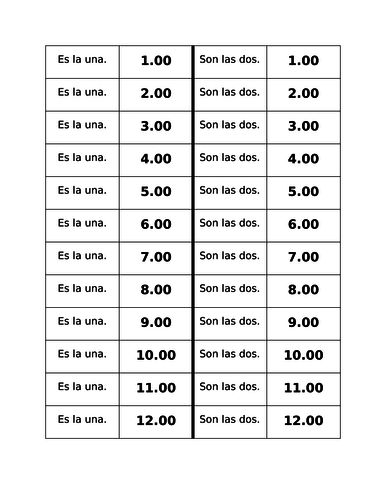Hora Time In Spanish Dominoes Teaching Resources