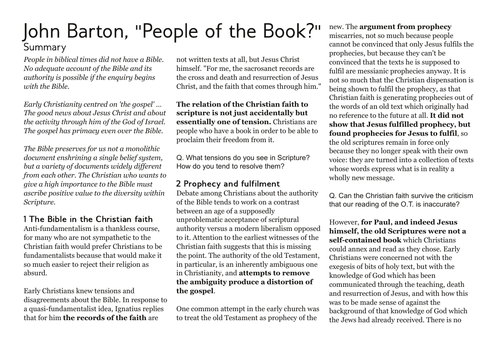 John Barton: People of the Book? Summary/introduction