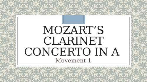 Mozart's Clarinet Concerto in A Mvt 1