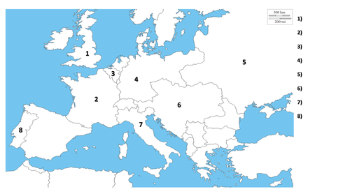 Blank World Map 1914 Locating European Countries (1914/ Modern Day Europe) World War One |  Teaching Resources