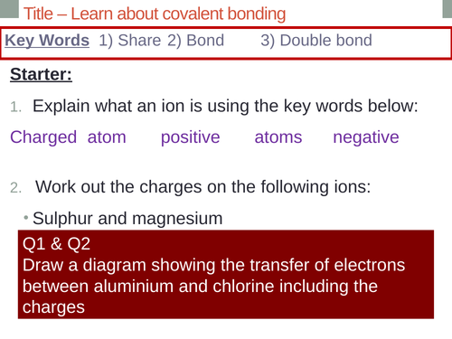 Covalent bonding