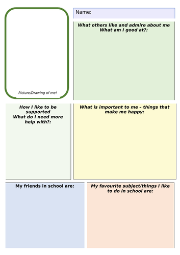 One Page Profile/All About Me | Teaching Resources