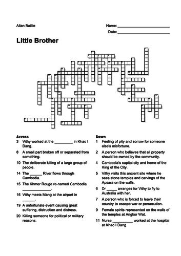 Little Brother Crossword Teaching Resources
