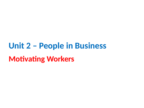 IGCSE Business Studies - Section 2 - People in Business