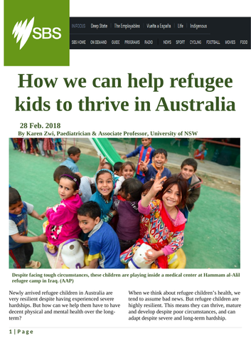 Ezine article: How we can help refugee kids to thrive in Australia