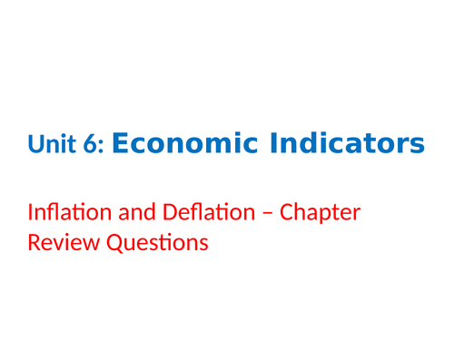 IGCSE Economics - Section 6 – Economic Indicators