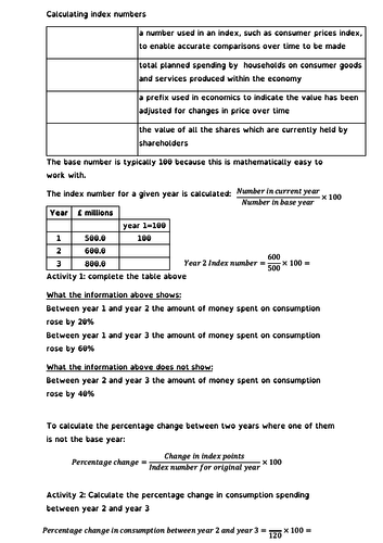 AQA A-level Economics Index numbers