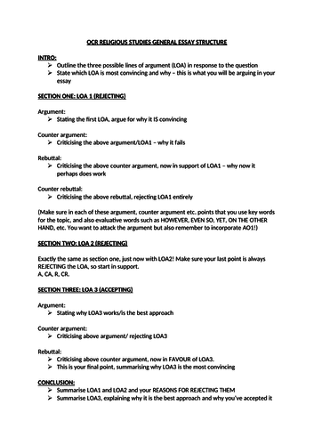 ocr a level religious studies essay structure