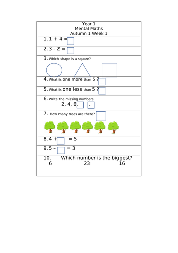 mental maths worksheets