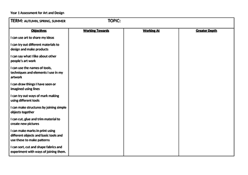 Whole Class assessment for Art years 1-6 | Teaching Resources