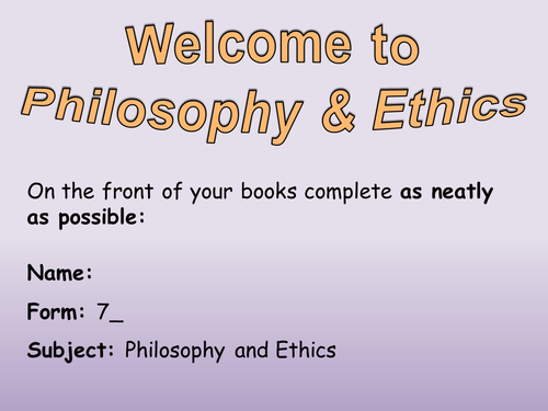 Introduction to Religion, Philosophy and Ethics KS3