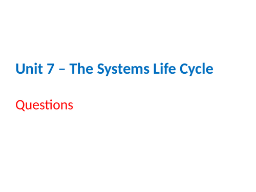 IGCSE Cambridge ICT – Section 7 – Systems Life Cycle
