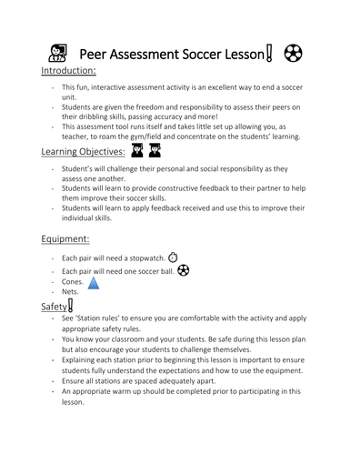 Fun soccer skills assessment