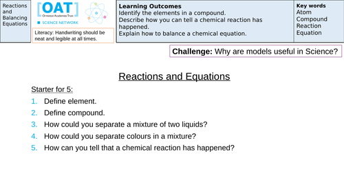 Reactions and Balancing Equations
