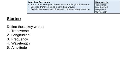 Introduction to Waves and Properties  (Transverse and Longitudinal)
