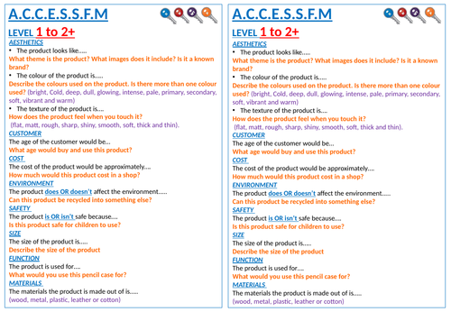 Product analysis A.C.C.E.S.S.F.M writing frame