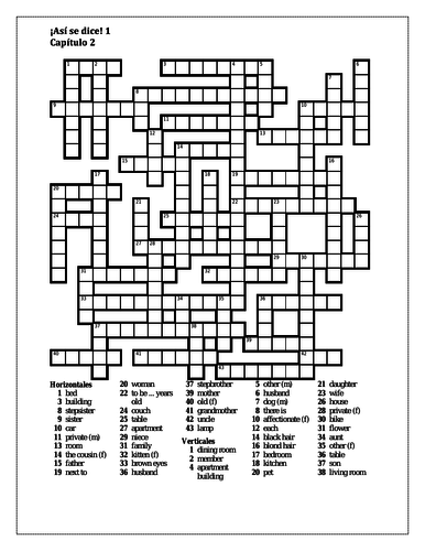 Así se dice 1 Capítulo 2 Crossword