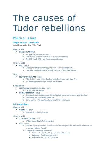 OCR A Level History - Tudor rebellions posters - everything you need ...