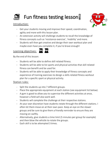 Fun fitness testing: speed, strength, agility and more.