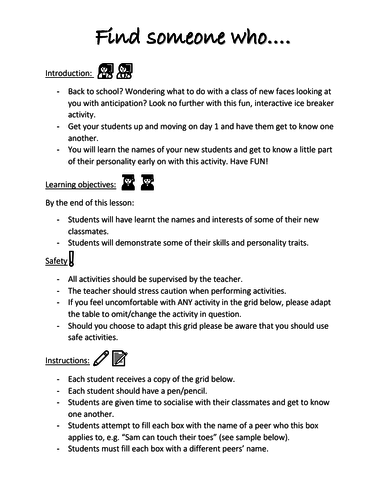 Back to school icebreaker