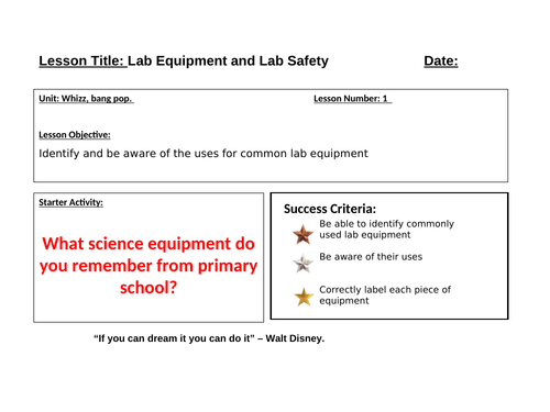 3 Year 7 Introductory Science Lessons