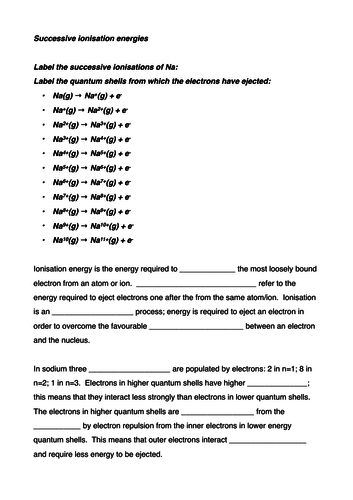 Successive ionisation energies