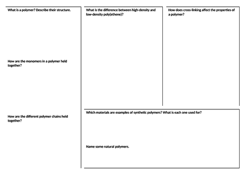 Polymers Research/Information Hunt Sheet