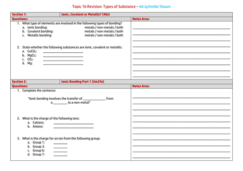 Types of Substance Revision Video / Questions