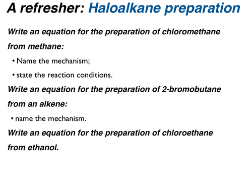Preparation of halogenoalkanes