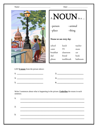 noun homework sheet