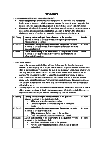 Assessment A Level Business