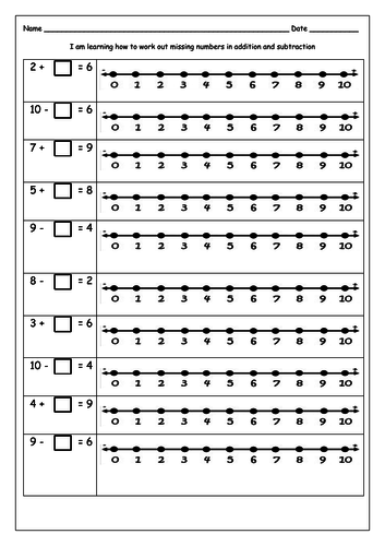 Addition and subtraction using number line. Numbers to 10 | Teaching ...