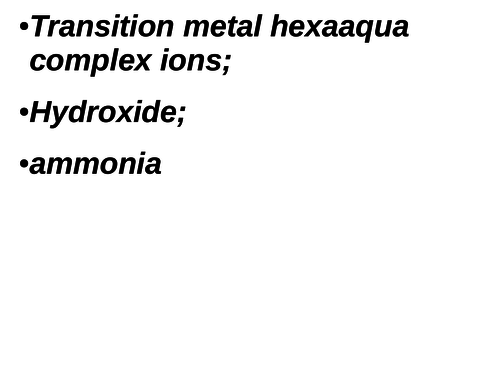 Acid base reactions of transition metal hexaaqua complexes