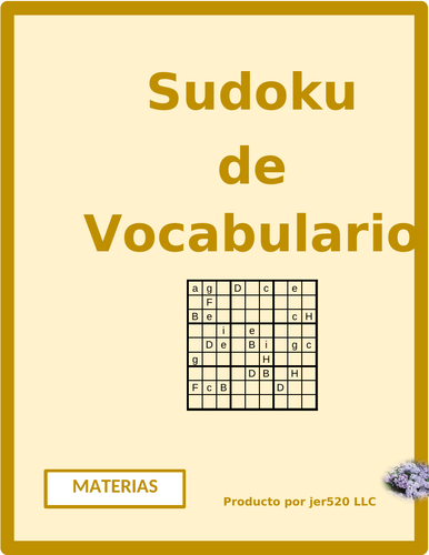 Materias (School Subjects in Spanish) Sudoku