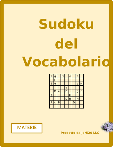 Materie (School Subjects in Italian) Sudoku