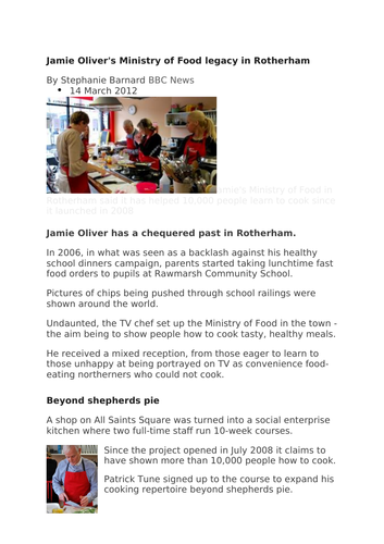 AQA Citizenship 9-1: Active Citizenship.The media (Jamie Oliver School Dinners) as a way to campaign