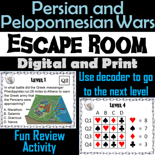 Persian and Peloponnesian Wars: Escape Room - Social Studies (Ancient Greece)