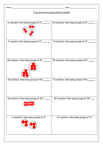 division by grouping equally teaching resources