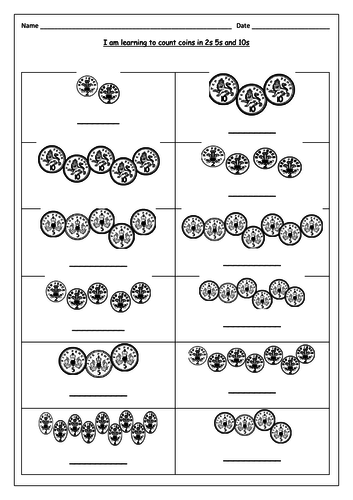 Counting money ~ 2s, 5s and 10s